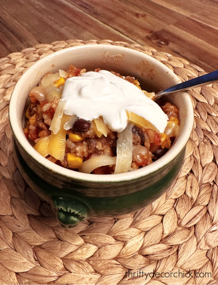 easy taco soup in bowl